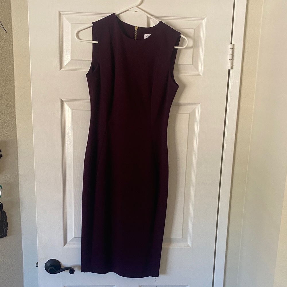 Calvin Klein Collection Sleeveless Dark Purple Midi Dress